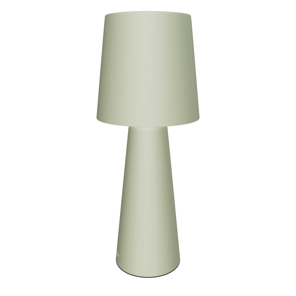 Große Arenys Outdoor Tischlampe aus Metall mit türkisfarbenem Lackfinish, ideal für den Außenbereich und modernes Design.