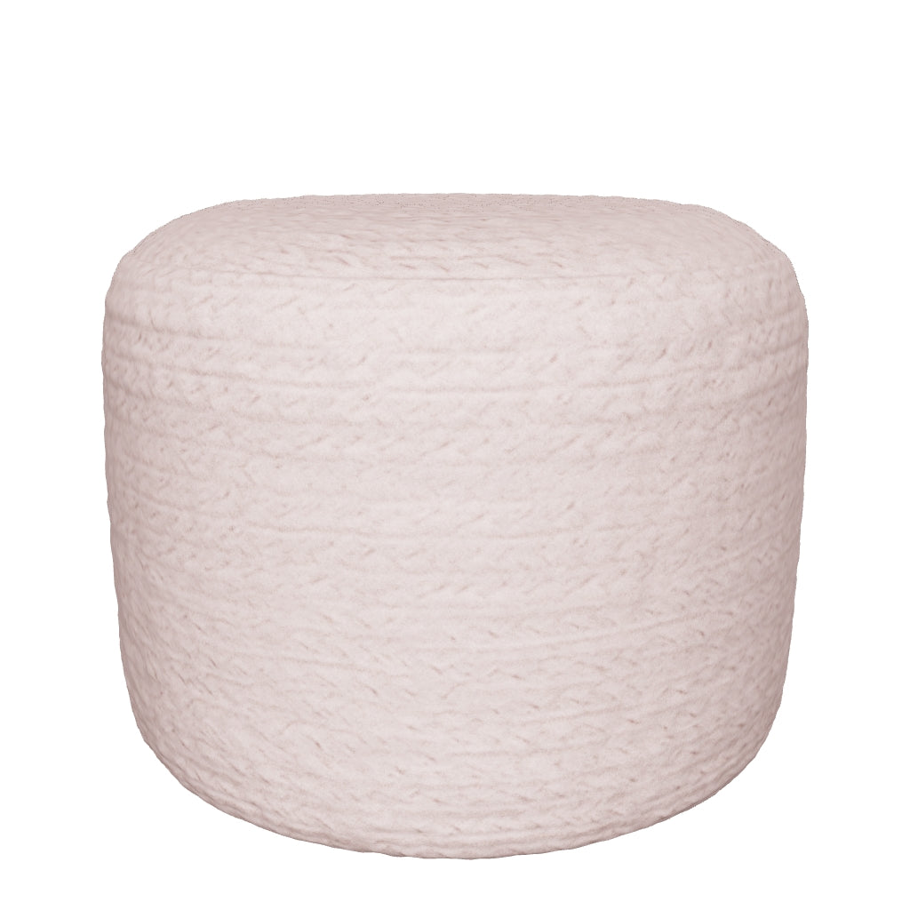 Runder Pouf aus rosa Baumwolle mit einem Durchmesser von 40 cm, vielseitig einsetzbar als Sitzgelegenheit oder Dekoration, perfekt für gemütliche Wohnräume.