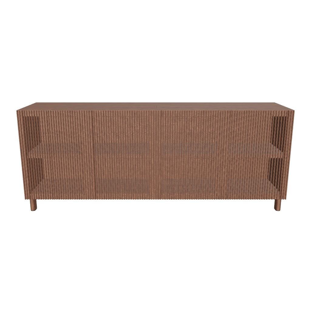 Sideboard Beyla mit 4 Türen aus Eschenfurnier und Massivholz aus Esche mit nussbaumfarbenem Finish 180 x 71,5 cm FSC 100% in Dunkelbraun präsentiert im Onlineshop von KAQTU Design AG. Sideboard ist von Kave Home