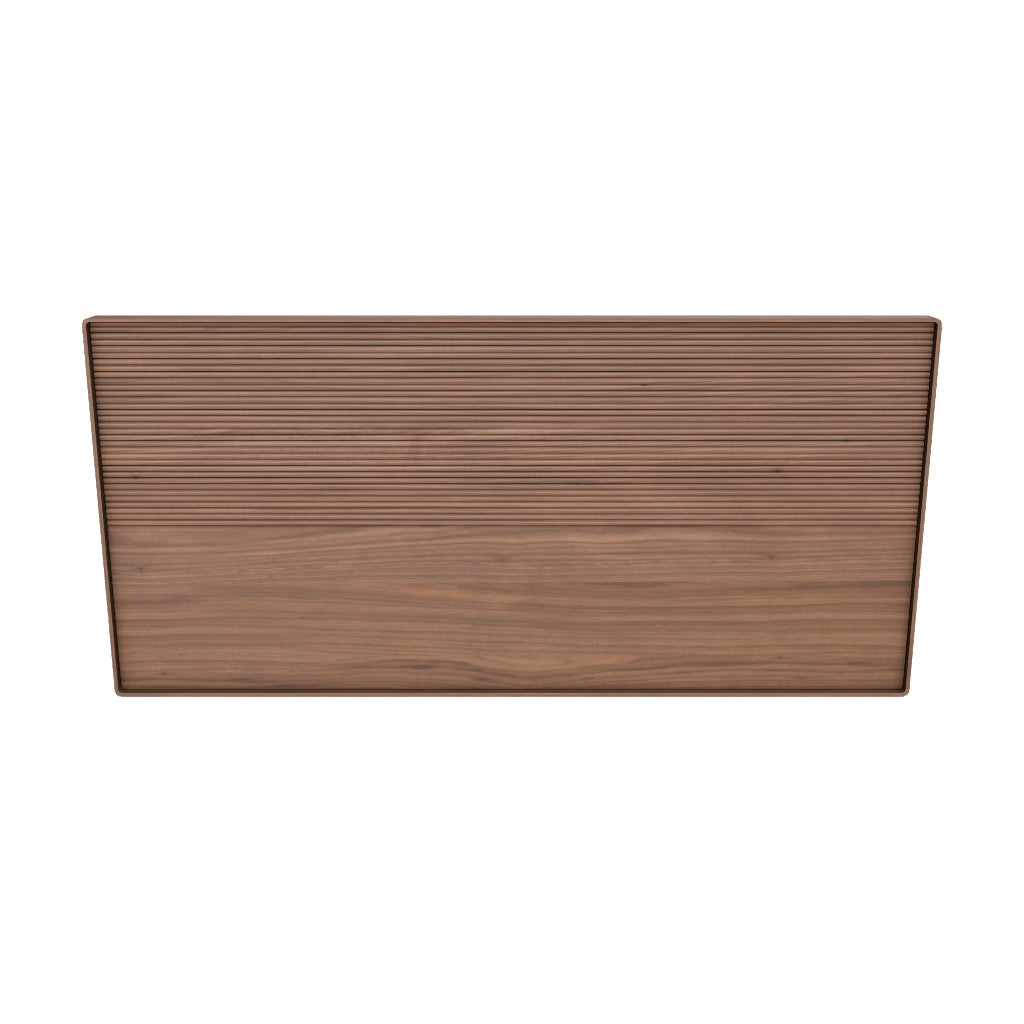 Bettkopfteil Norlen aus Nussbaumfurnier mit dunklem Finish und LED-Licht für Betten bis zu 180 cm FSC Mix Credit in Dunkelbraun präsentiert im Onlineshop von KAQTU Design AG. Kopfteile ist von Kave Home