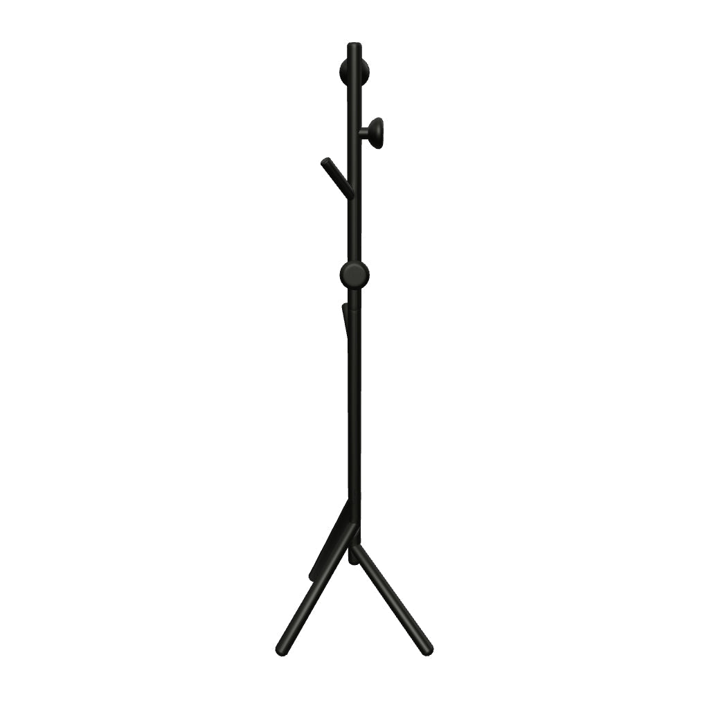 Eleganter, stabiler Kleiderständer aus massiver Buche, 170 cm, schwarzes Finish, vielseitig für AR nutzbar.
