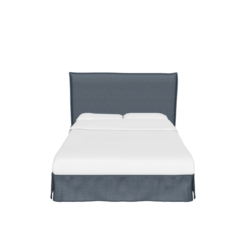 Anthrazitgraues Bett Jaira aus Leinen-Baumwoll-Mix mit abnehmbarem Bezug, passend für Matratzen in 160x200 cm, stilvolles und praktisches Design.