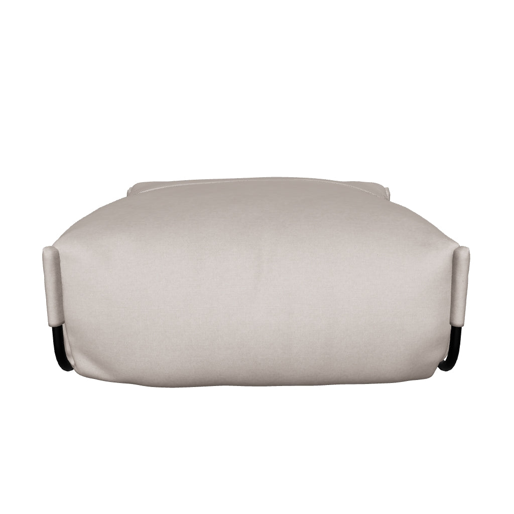 Modulares Outdoor-Pouf-Sofa in quadratischer Form, grüne Polsterung mit robustem schwarzem Aluminiumrahmen, 101 x 101 cm.