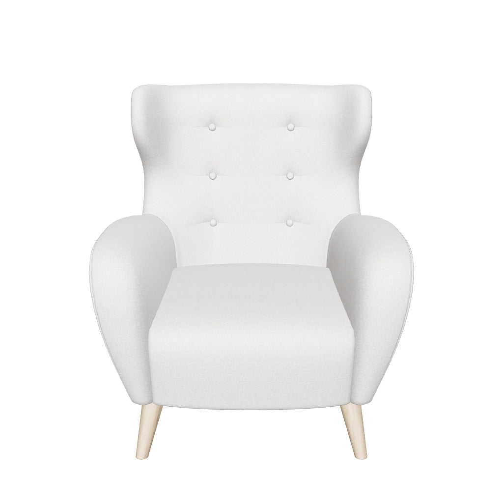 Patio Sessel mit Bouclé-Polsterung in Weiss und Beinen aus massivem Buchenholz natur FSC Mix Credit in Weiss präsentiert im Onlineshop von KAQTU Design AG. Sessel ist von Kave Home