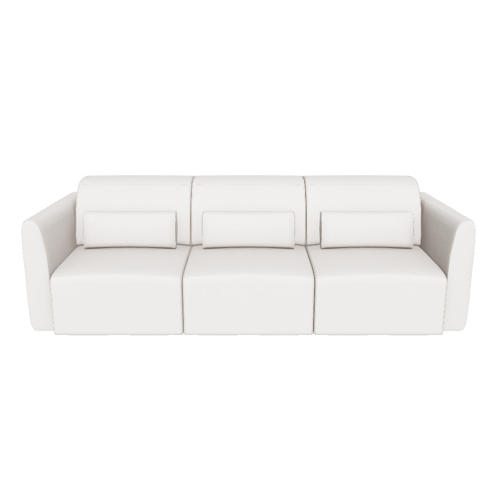 3-Sitzer-Sofa Lares mit elektrisch ausfahrbaren Sitzen und verstellbarer Kopfstütze in beiger Chenille, 255 cm in Beige präsentiert im Onlineshop von KAQTU Design AG. 3er Sofa ist von Kave Home