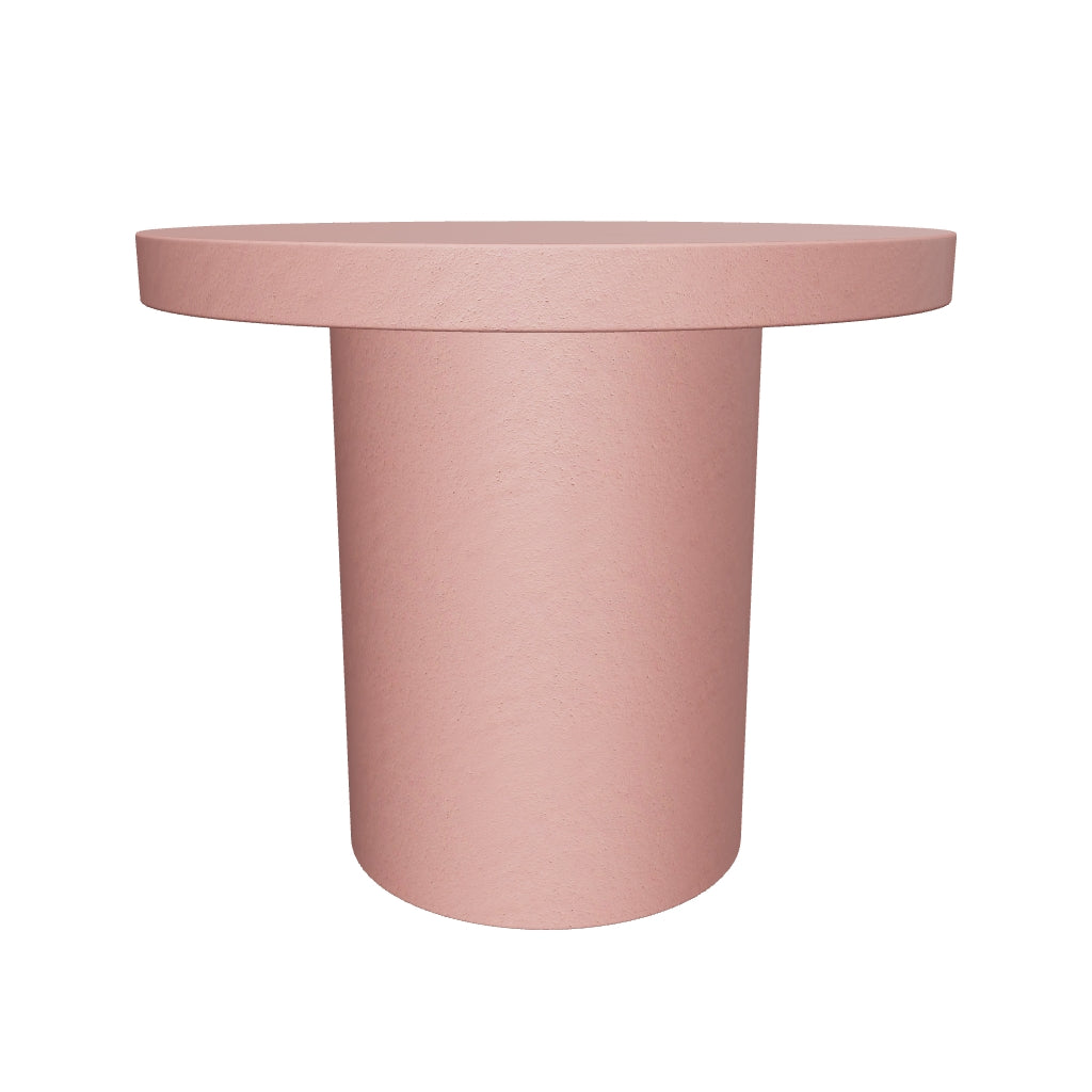 Runder Terrakotta-Zement-Tisch Aiguablava mit 90 cm Durchmesser, modernes und schlichtes Design, wetterbeständig, perfekt für den Außenbereich.