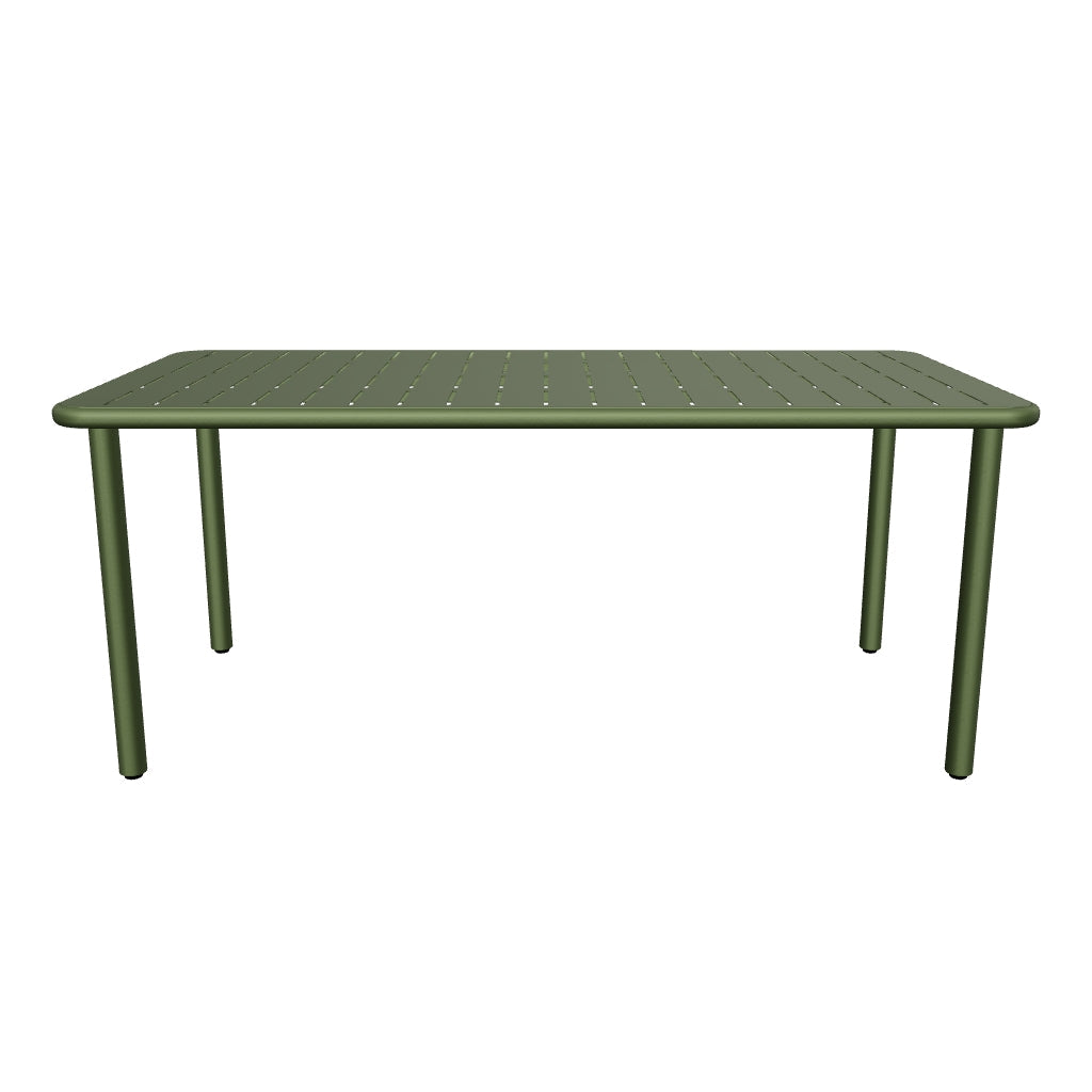 Outdoor-Tisch Brai aus langlebigem, grün verzinktem Stahl, 180 x 90 cm, modernes Design für Garten und Terrasse.